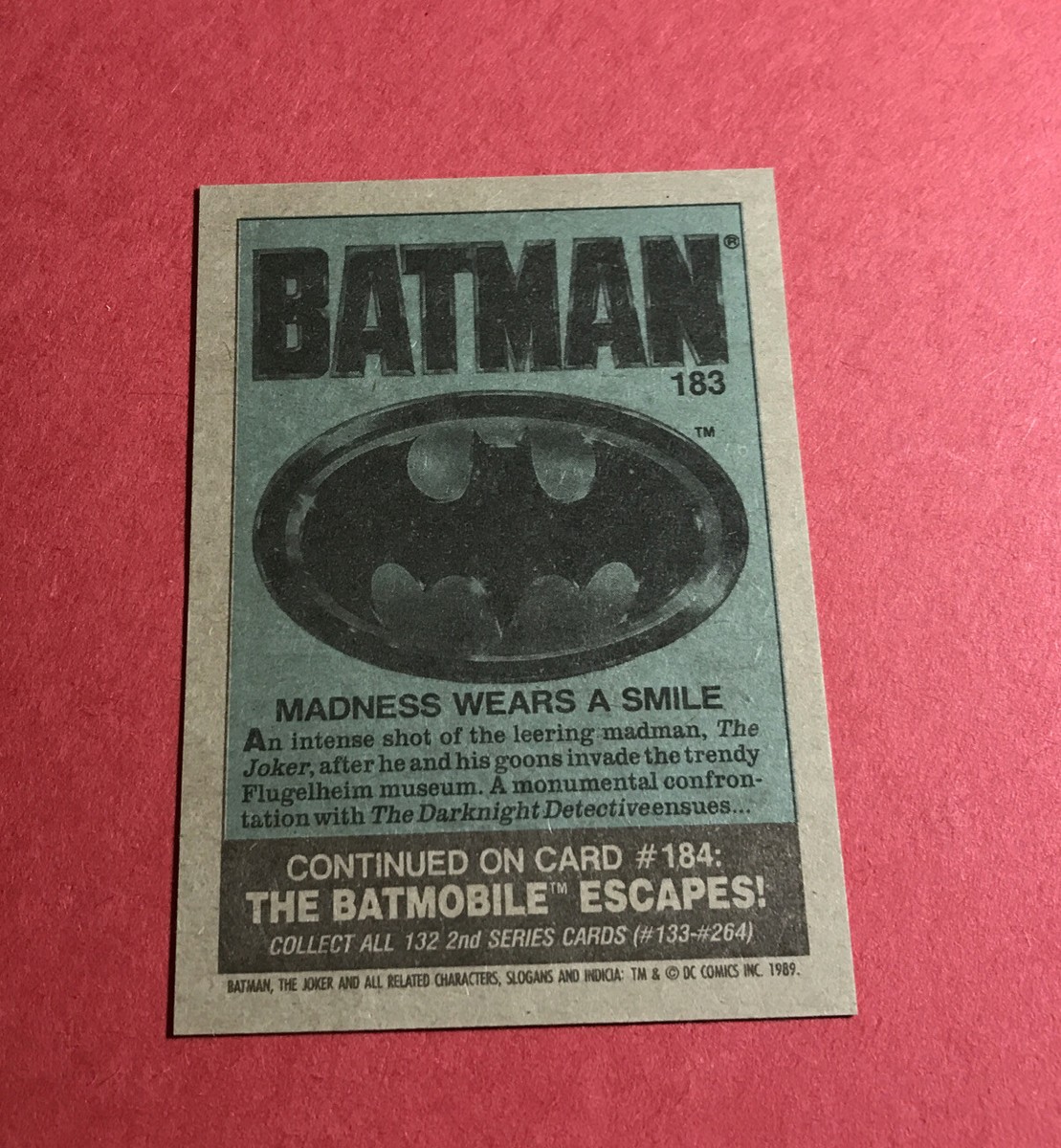 Batman (Joker Jack Nicholson) 1989 Topps “Madness Wears A Smile