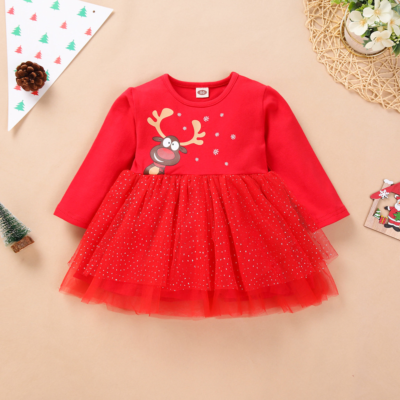 white christmas dresses Hand-Embroidered Santa Baby Bubble – Christmas Outfit for Baby Girls main image 1