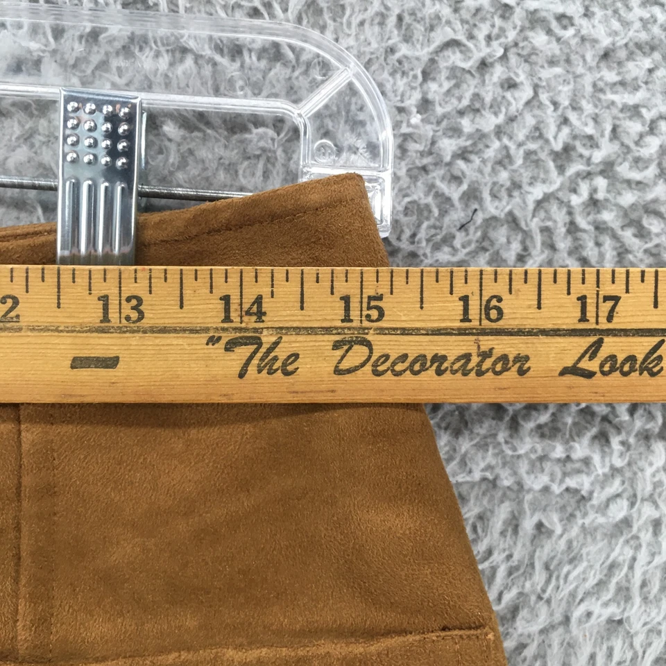 Antigua minifalda azul marino línea A para mujer 6 bolsillos delanteros marrón cremallera trasera informal tiro medio Foto 2 de 4