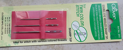 Clover 3 Stück Sticknadeln Doppelöhr mit scharfer Spitze Art. 241