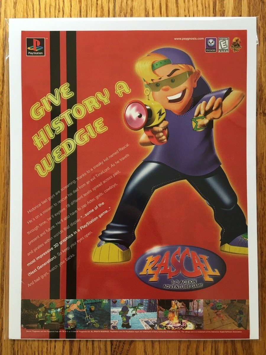 Rascal Playstation 1 PS1 PSX 1998 Vintage Video Game Print Ad