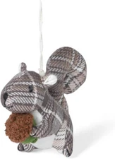 New Park Hill Rustic Cabin Cozy Cotton Plaid Squirrel Christmas Tree Ornament