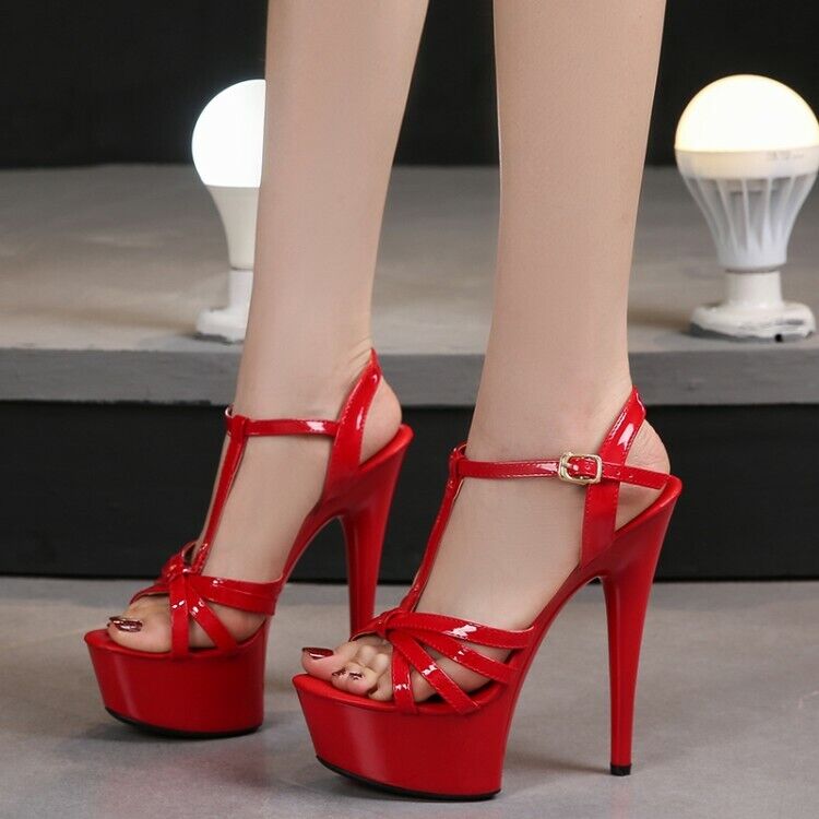 Womens Stiletto High Heels Ankle Strap Buckle Platform Sandals Pumps Shoes  Party