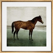 Horse Wall Art Framed Canvas Print Vintage Decor