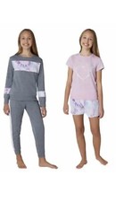 BCBG Long Short Sleeve Top Short Pants Lounge Sleep 4 Piece Set Size S 7/8