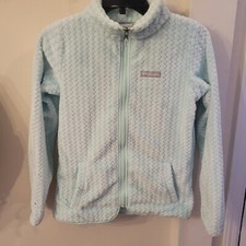 Columbia Girl's Fire Side Sherpa Full Zip Aqua Haze Size MEDIUM 14-16