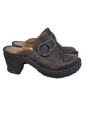 Josef Seibel Spirit Of Nature Brown Leather Clog 3" Heel EU 37/US 6.5