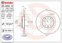 2X Brembo 08.C309.11 Bremsscheibe Hinten FüR CitroËN DS Opel Peugeot Toyota