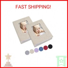 Vienrose Small Baby Photo Album 4x6 Photos, 2 Pack Linen Cover Mini Photo Book,