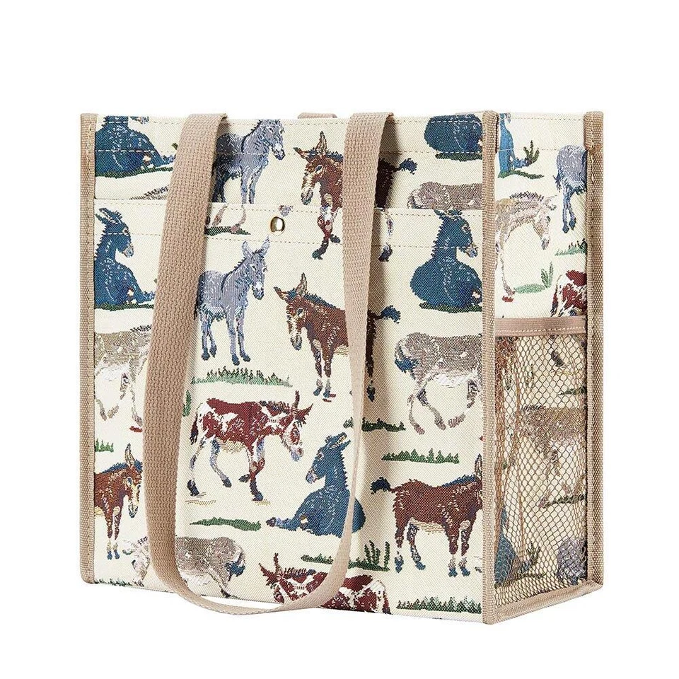 Donkey Canvas Shopping Bag Reuseable Tote Travel Shoulder Animal Handbag Womens - Image 2 of 3