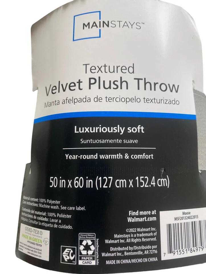 Peluche de terciopelo texturizado Mainstays blanco/bronceado alce lujosamente suave 50X60 Foto 2 de 4