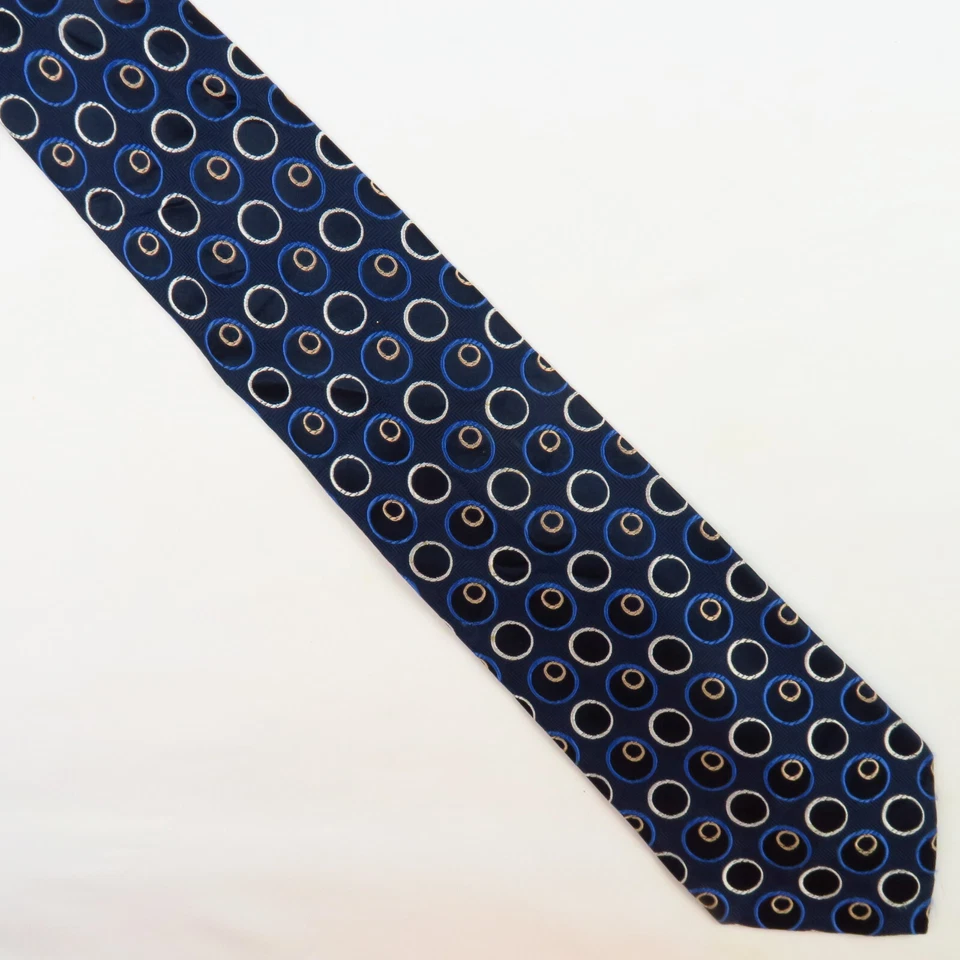 Gravata masculina Croft & Barrow círculos azuis bolhas 58x3,75 moderna colorida legal - Imagem 2 de 4