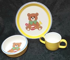 VTG Mikasa Teddy Bear Children  s Dinner Set Japan Plate Cup Saucer Baby's First