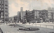 CLEVELAND OH~BUSY CORNER IN THE SQUARE-TROLLEYS ~1907 ROTOGRAPH PHOTO POSTCARD