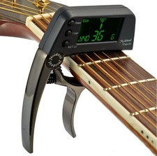 2 in 1 Quick Change Key Guitar Capo Tuner for Acoustic Electric Guitar Bass BK