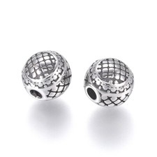 10pcs Antique Silver 304 Stainless Steel Rondelle Beads Mini Metal Spacer 8mm