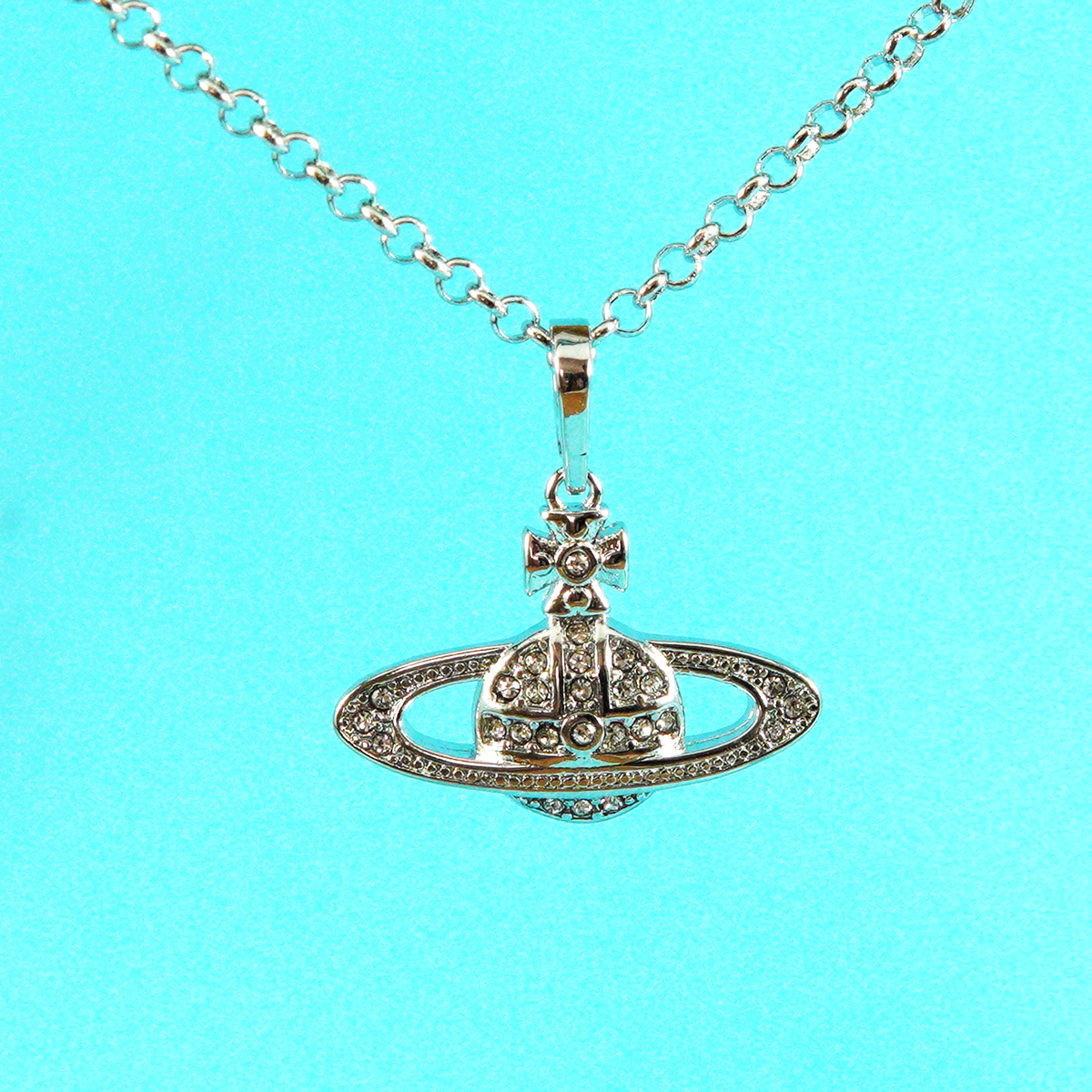 Vivienne Westwood Mini Bas Relief Silver Tone Necklace W