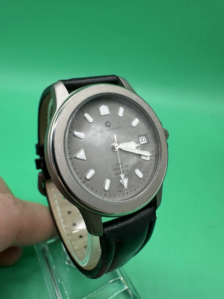 Reloj Unisex JB Champion Estuche Titanio Vintage Correa Cuero Negro/Batería Nueva Foto 3 de 4