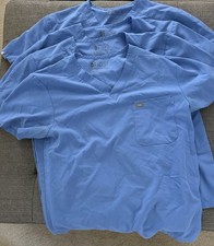 4 FIGS Leon Scrub Top Men's Large Blue V-Neck Technical Collection