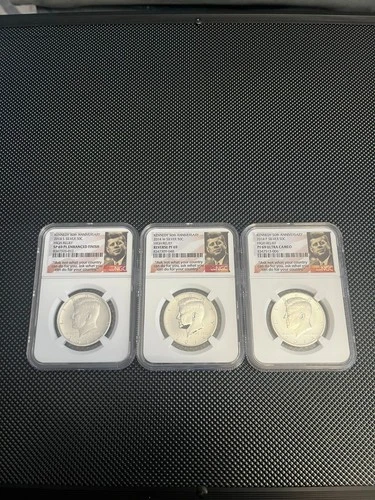 2014 Kennedy 50th Anniversary Silver High Relief NGC PF69 SP69 3 Coin Set