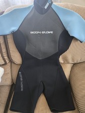 Womens 9/10 Body Glove Short Wet Suit Black With Blue Sleeve