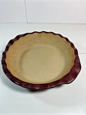 Pampered Chef Family Heritage Stoneware Deep Dish Pie Plate Cranberry 9"