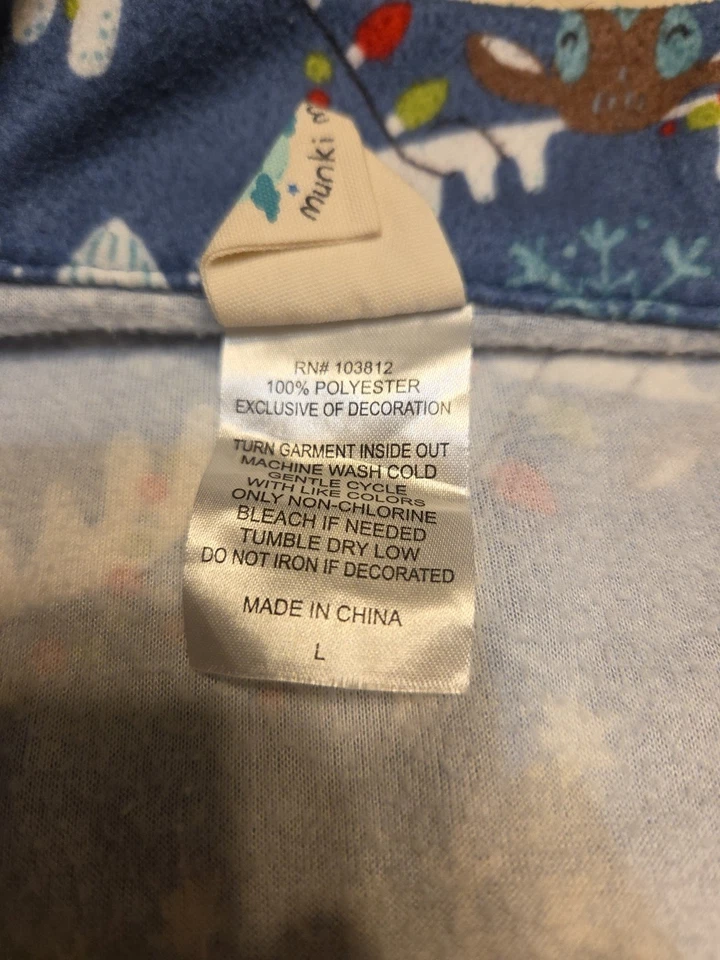 Nite Nite Munki Munki Christmas Pajama Set Size Large Blue Reindeer... - Image 3 of 4