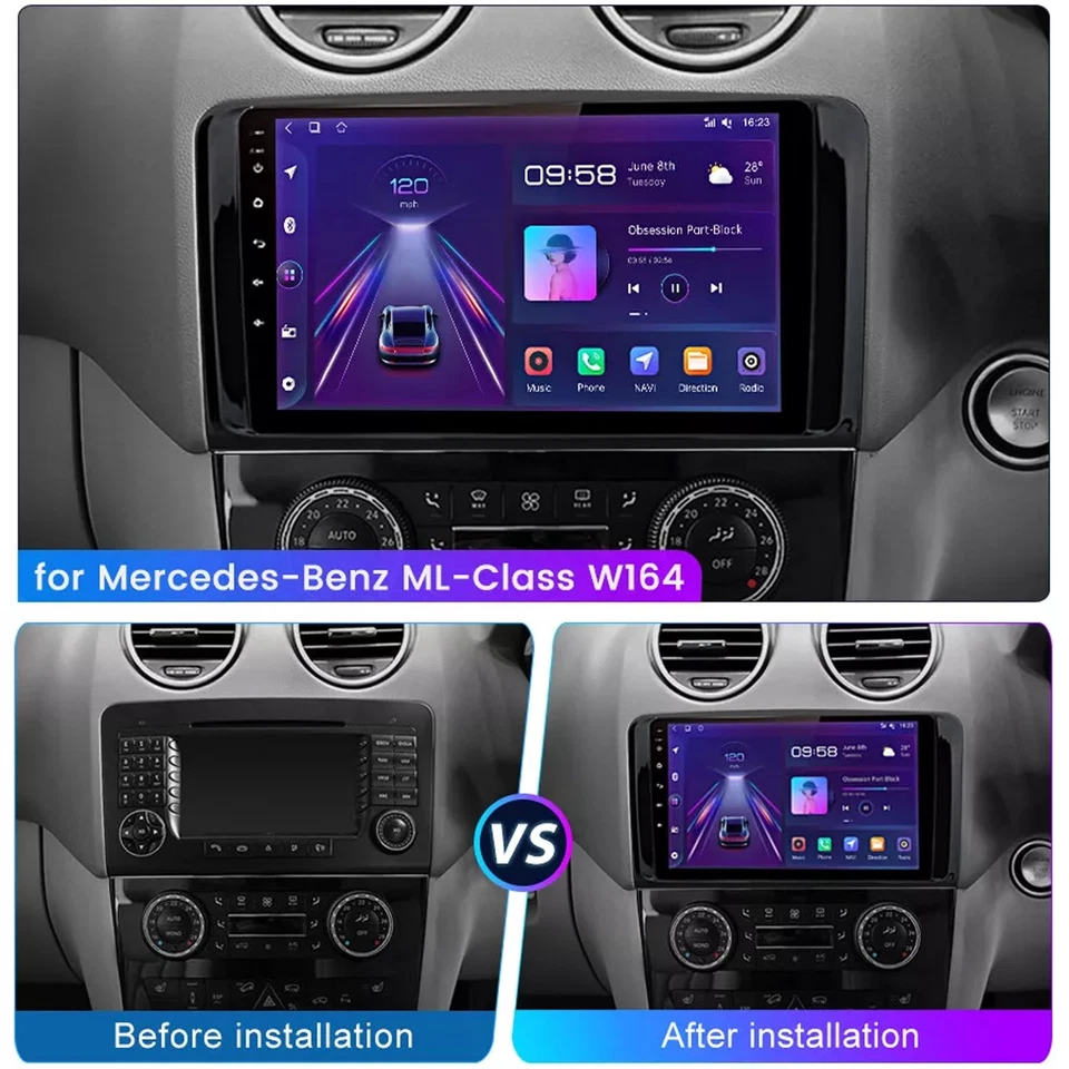 Rádio Android 15 estéreo carro 64G CarPlay para Mercedes Benz ML/GL classe W164 X164 - Imagem 4 de 4