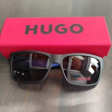 Hugo by Boss Men's HG0176/S 0VKIR Matte Black/Blue Sunglasses 58mm 140 Authentic