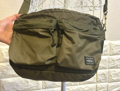 #ad PORTER YOSHIDA BAG FORCE SHOULDER BAG 855 05458 olive drab used $215.00