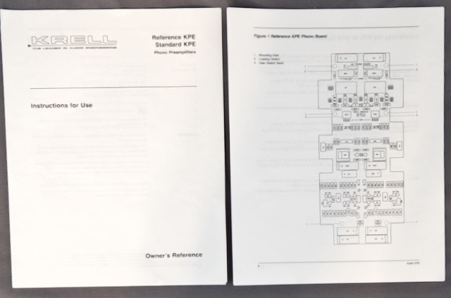 Krell KPE Reference MC only Phono Section w/ Separate Power Supply, Manual