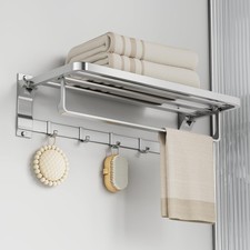 90  Foldable Towel Racks for Bathroom Wall Mounted with Rustproof Aluminum To...