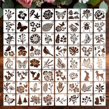 64 Pcs Reusable Floral Stencils for Painting DIY Home Decor Crafts
