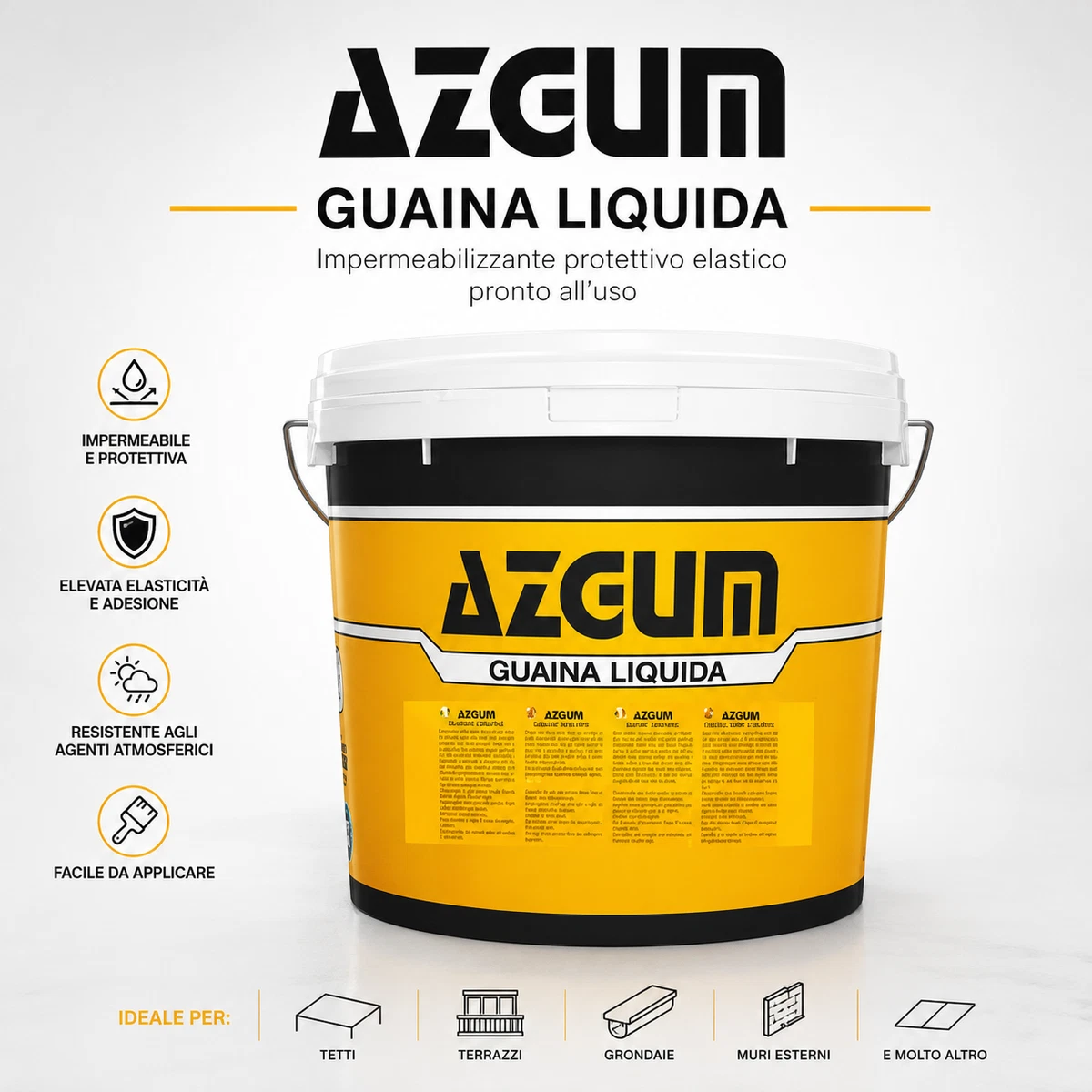 Vaina líquida impermeabilizante AZGUM disponible 10 colores de 1, 5, 10, 20 kg
