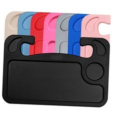 Steering Wheel Desk Tray for Eating, Laptops - Hooks 16.5" x 11" x 1" Black