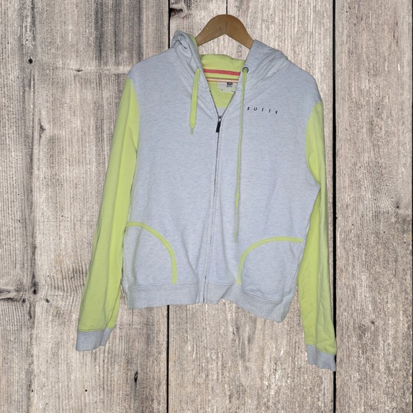 Rusty Women's White Aloha Zip Up Hooded Jumper Size 14