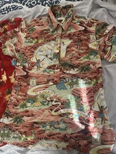 TWO Vintage Go Barefoot Women’s Hawaiian Shirt 3 Button USA MADE Size Small
