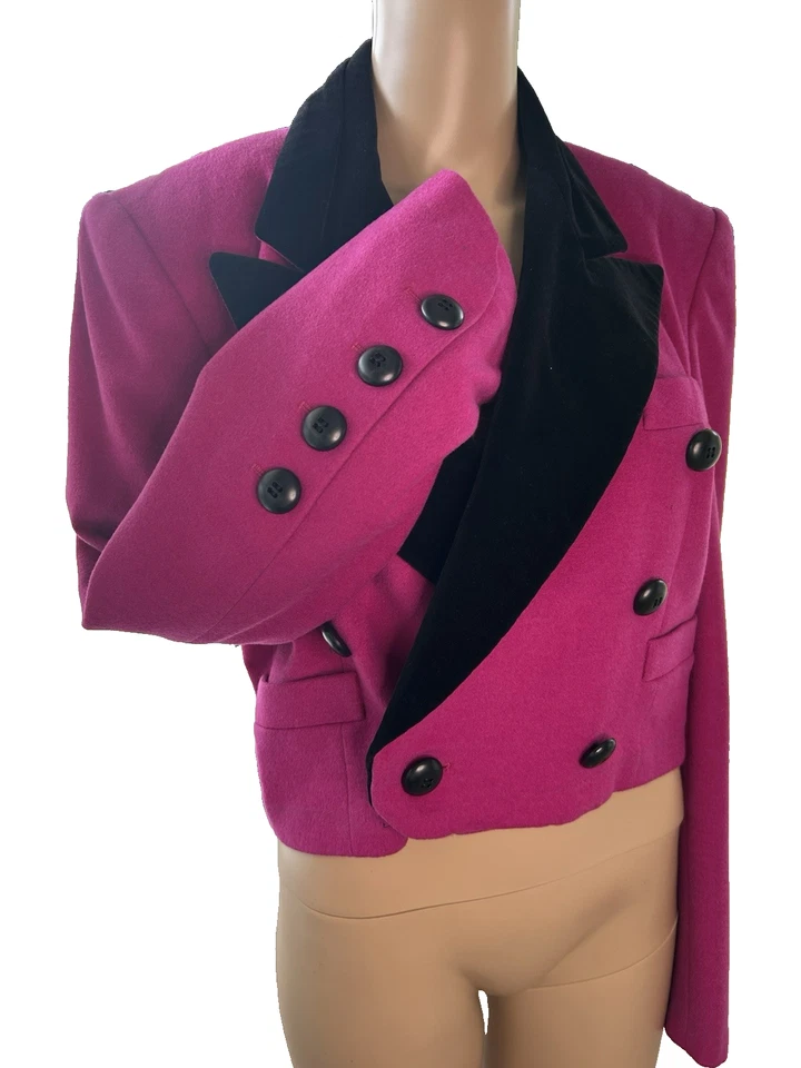 Chaqueta corta de lana rosa y negra Escada. Talla 38 Foto 3 de 4