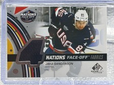 2025-26 SP Game Used Jake Sanderson 4 Nations Face-Off Fabrics Jersey USA