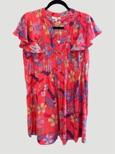 Easel Floral Boho Mini Dress in Red Size S