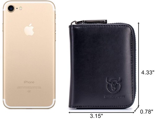 Herren Echt Leder Kreditkartenetui RFID-Schutz Mini Geldbörse Portmonee Schwarz - Bild 6 von 9