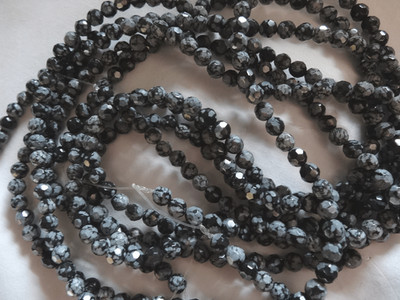 15 1/2'' Strand Natural Snowflake Obsidian Facet 6mm Round Stone Beads A375 DNG