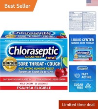 Chloraseptic Total Sore Throat  Cough Lozenges, Sugar-Free Wild Cherry Flavor,