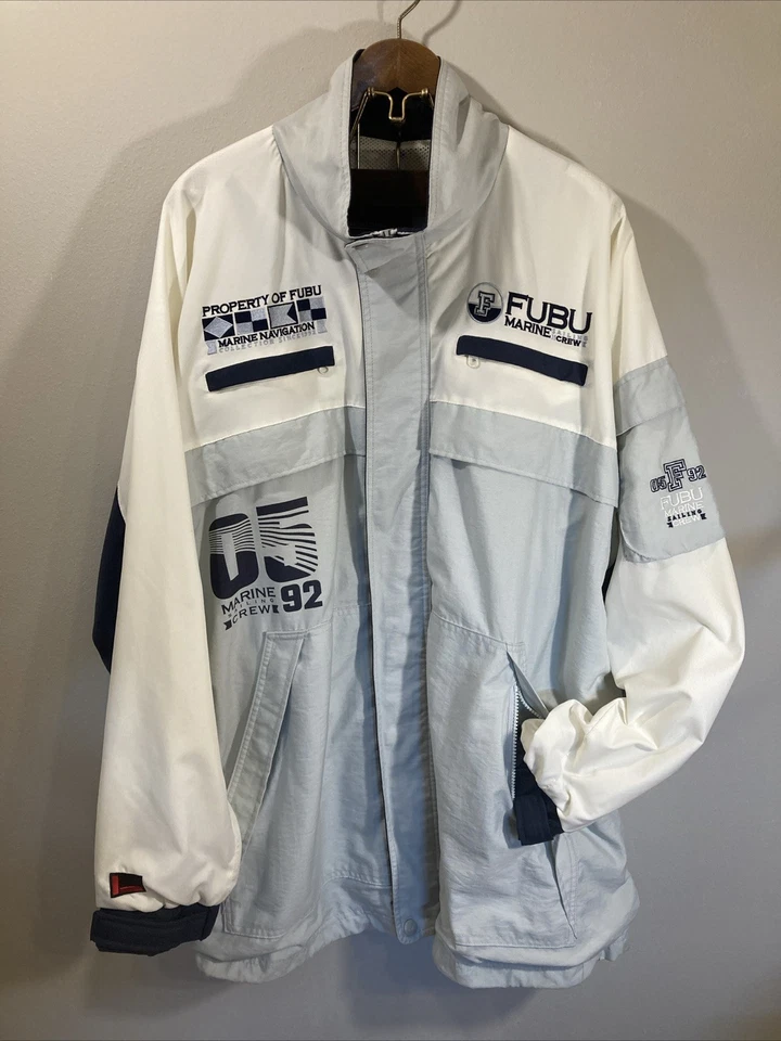 Chaqueta de Vela Marina Forrada 2XL De Colección Fubu Para Hombre Bordada Cremallera Completa Años 90 Y2K Foto 2 de 4
