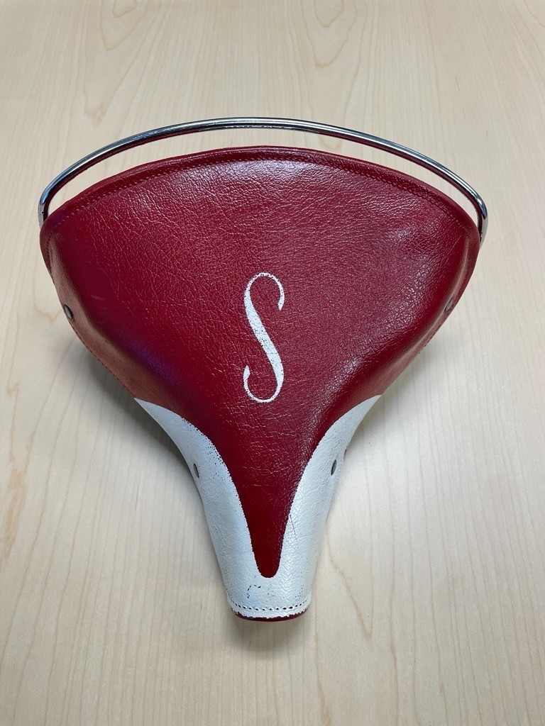 Red Schwinn Mesinger S Seat Saddle 2 Rivets crash rail