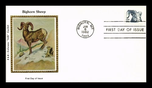 US COVER FIRST DAY OF ISSUE COLORANO SILK CACHET BIGHORN SHEEP