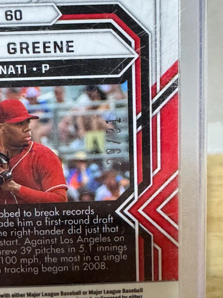 Hunter Greene 2022 Panini Chronicles OBSIDIAN ORANGE ELECTRIC ETCH # /31 Reds RC - Image 3 of 3