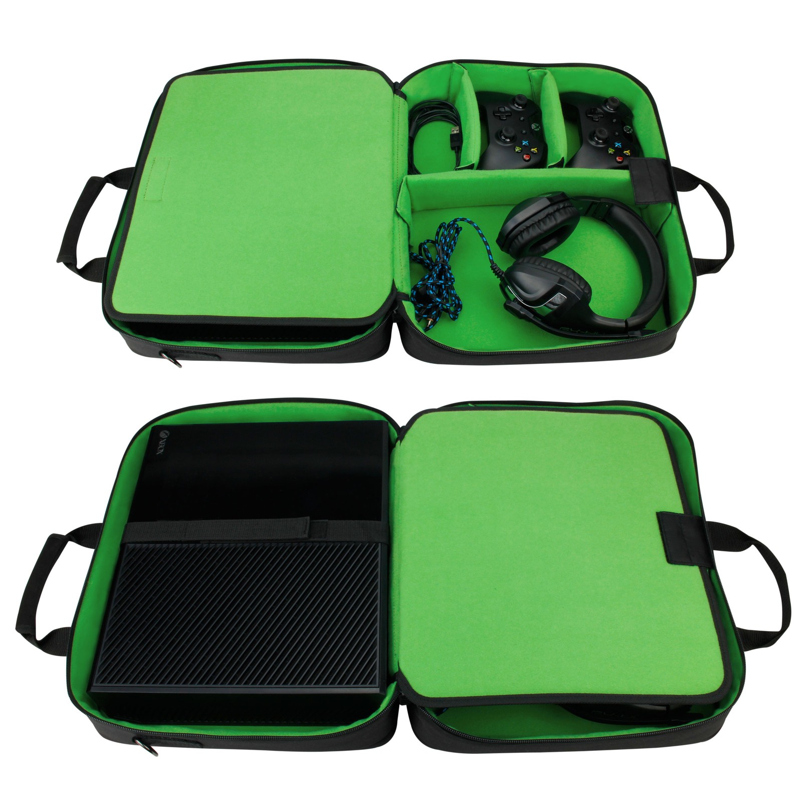 Custodia console per Xbox One, Series S e Xbox 360 con archiviazione accessori (verde) foto 3