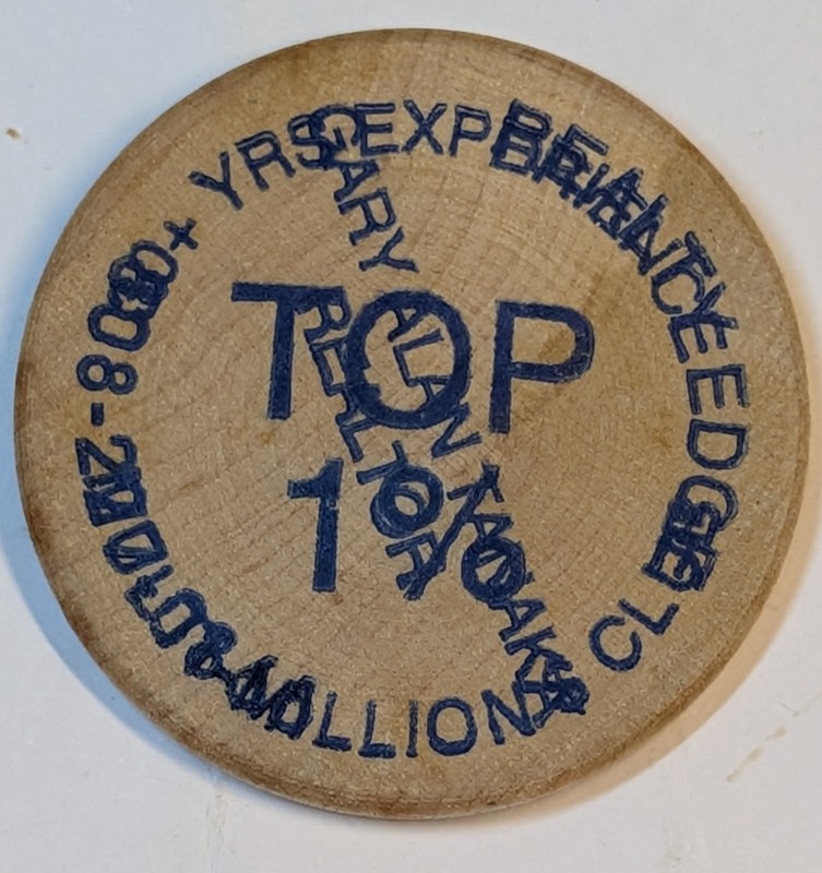 Rare ERROR Double printed Hawaii Gary A. Tanaka Realtor wooden nickel blank rev