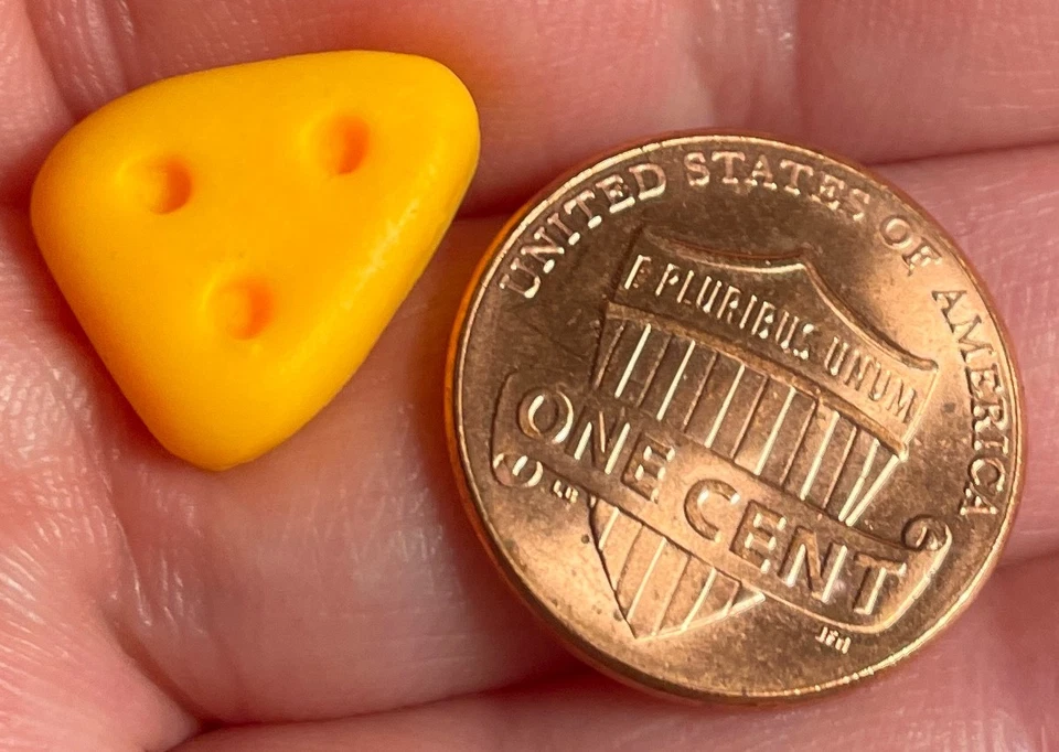 6 Vtg JHB Yellow Wedge of Cheese Rubber Novelty Shank Buttons 14.5mm 9/16" 16189 - Image 3 of 3